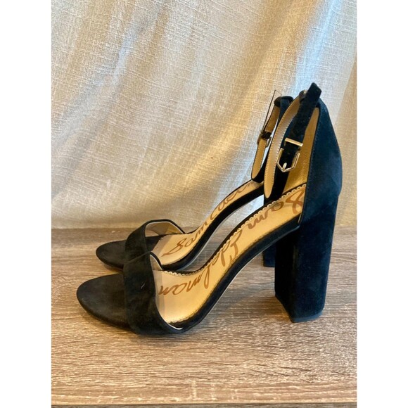 Sam Edelman Women's Yaro Sandal Size 9 Black Suede Block Heel with Ankle Strap - Picture 1 of 7